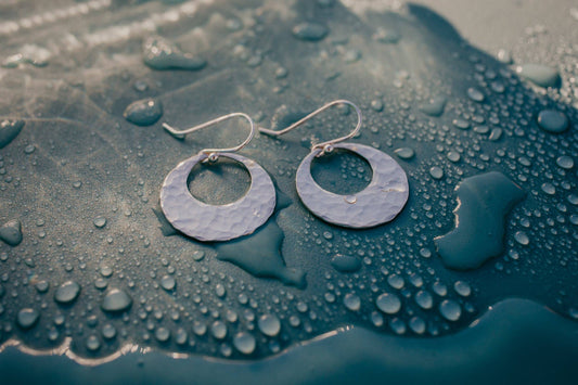 Sea Salt & Silver - Small Hammered Circle Earrings - PMA Store at the Portland Museum of Art, Maine