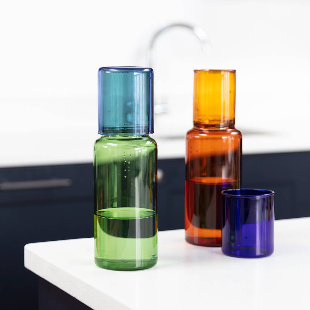 Block Design - Duo Tone Glass Carafe: Pink/Green - PMA Store at the Portland Museum of Art, Maine