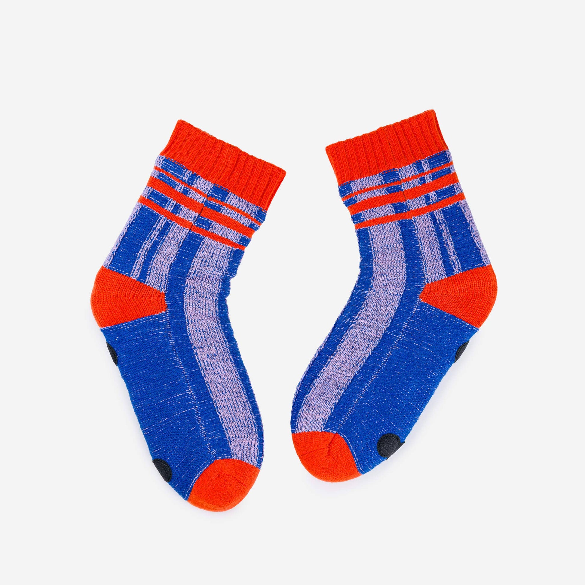Plaid Stripe House Socks: Pink Red / S/M - W 6-9<br>M 5-7.5 - PMA Store at the Portland Museum of Art, Maine