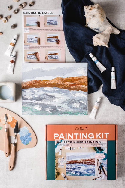 Cate Paper Co. - Coastal Cliffs palette knife painting kit - PMA Store at the Portland Museum of Art, Maine