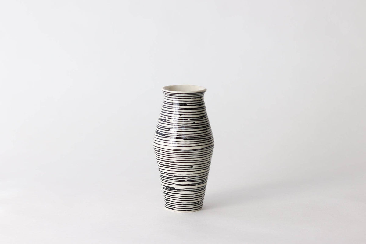 Elizabeth Benotti Ceramics - Everyday Pinched Vase: Striped - PMA Store at the Portland Museum of Art, Maine