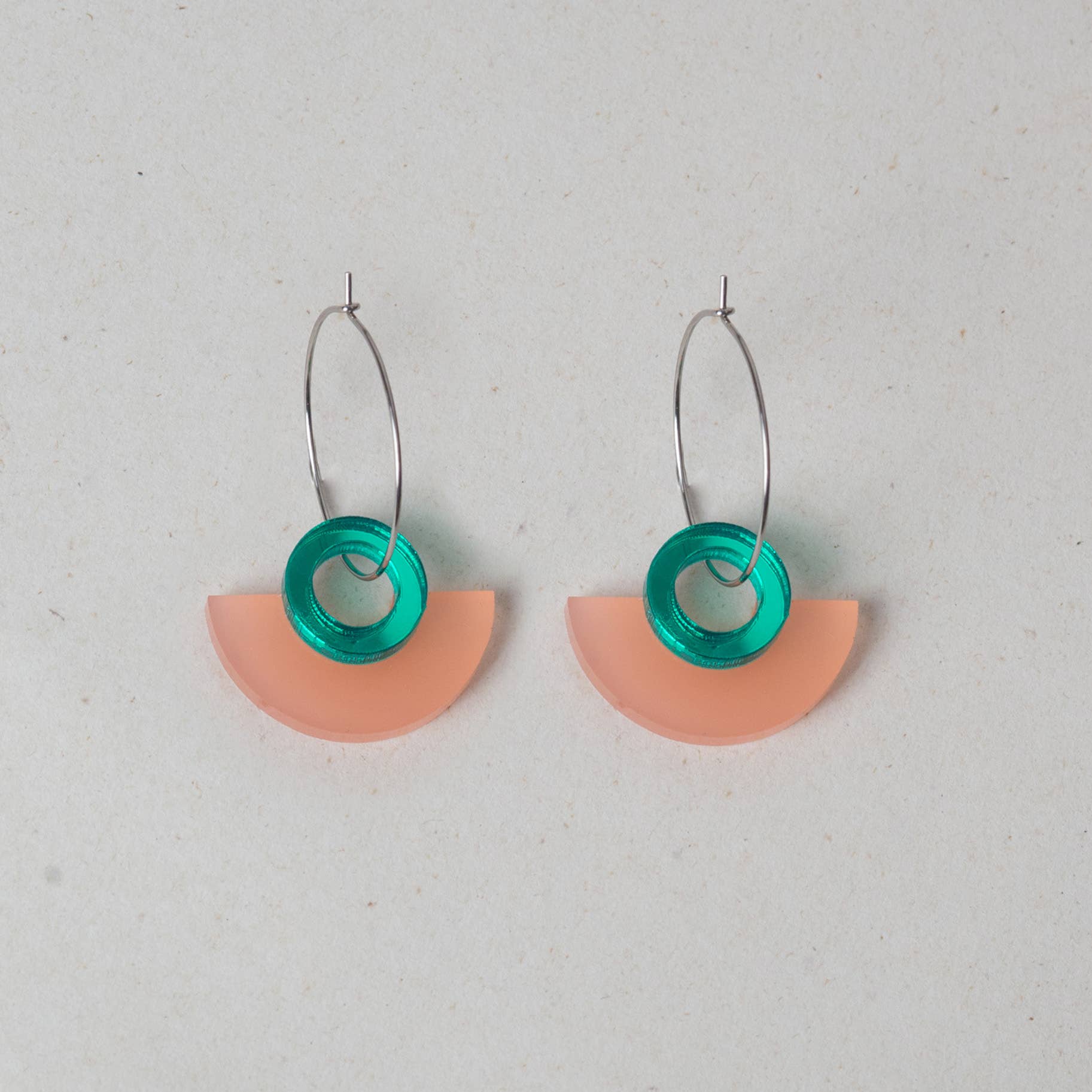 NEW Blok Earrings - Color: Turquoise and Gold Rose Mirror - PMA Store at the Portland Museum of Art, Maine