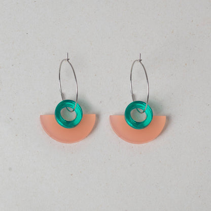 NEW Blok Earrings - Color: Turquoise and Gold Rose Mirror - PMA Store at the Portland Museum of Art, Maine