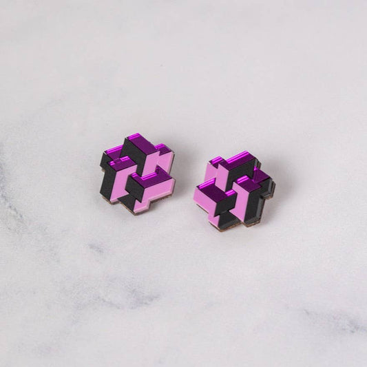 Pamela Coromoto - NEW Prisma Earrings – Bold Geometry for Modern Style: Purple Palette / Clip