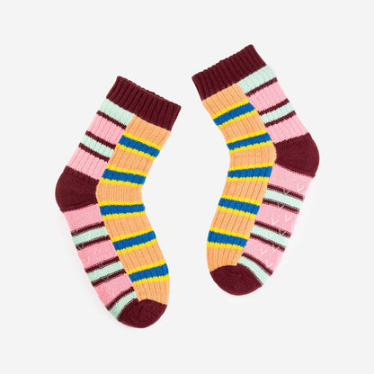 VERLOOP | knits - Zipper Stripe House Socks: Poppy Stone Blue / L/XL - W 9.5-12.5<br>M 8-11 - PMA Store at the Portland Museum of Art, Maine