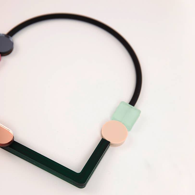 NEW Impulse Necklace - O: Royal Green Gold Rose and Beige - PMA Store at the Portland Museum of Art, Maine