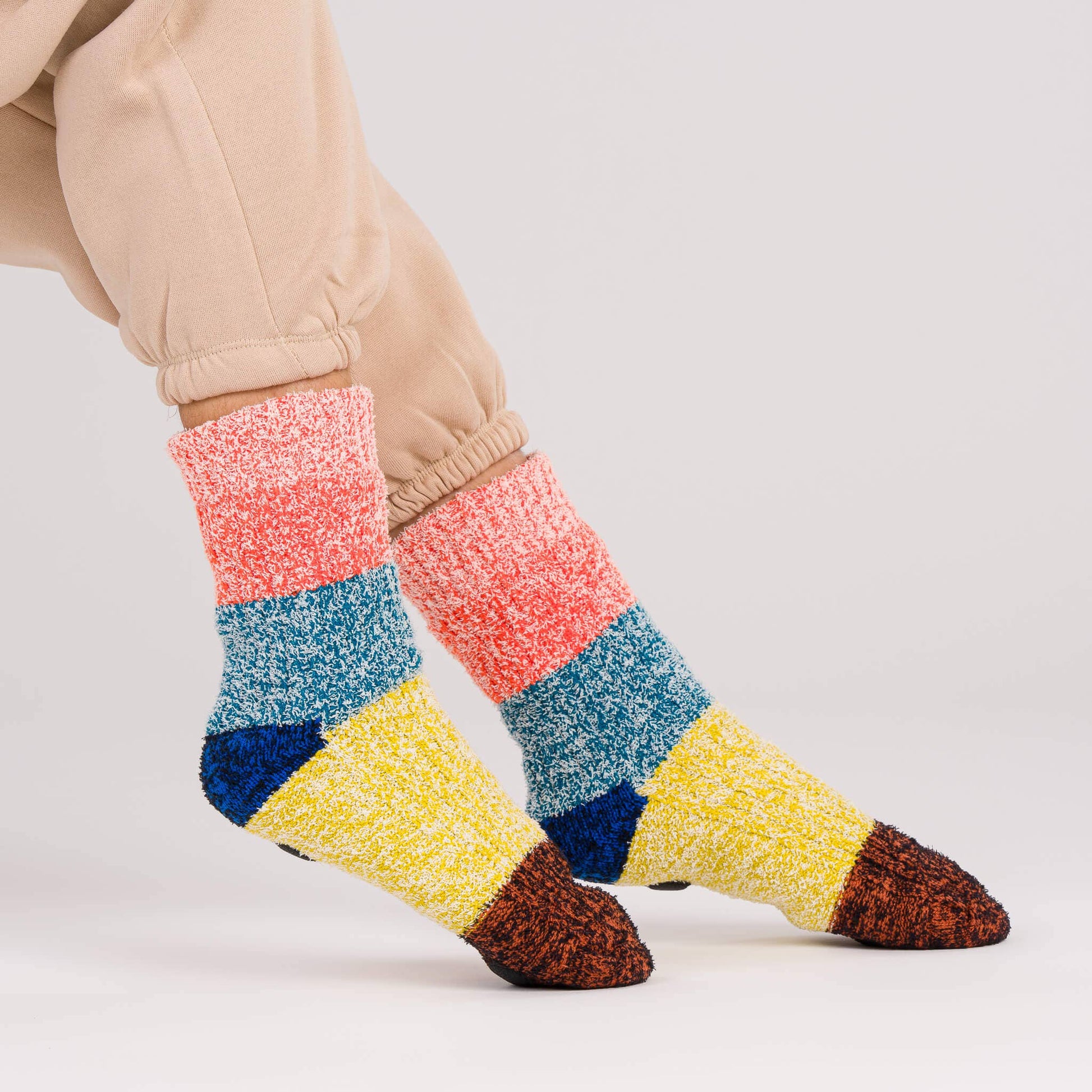 Color Band House Socks: Poppy Teal / S/M - W 6-9<br>M 5-7.5 - PMA Store at the Portland Museum of Art, Maine
