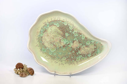 Alison Evans Ceramics - Large Oyster Plate: Mint& Charcoal
