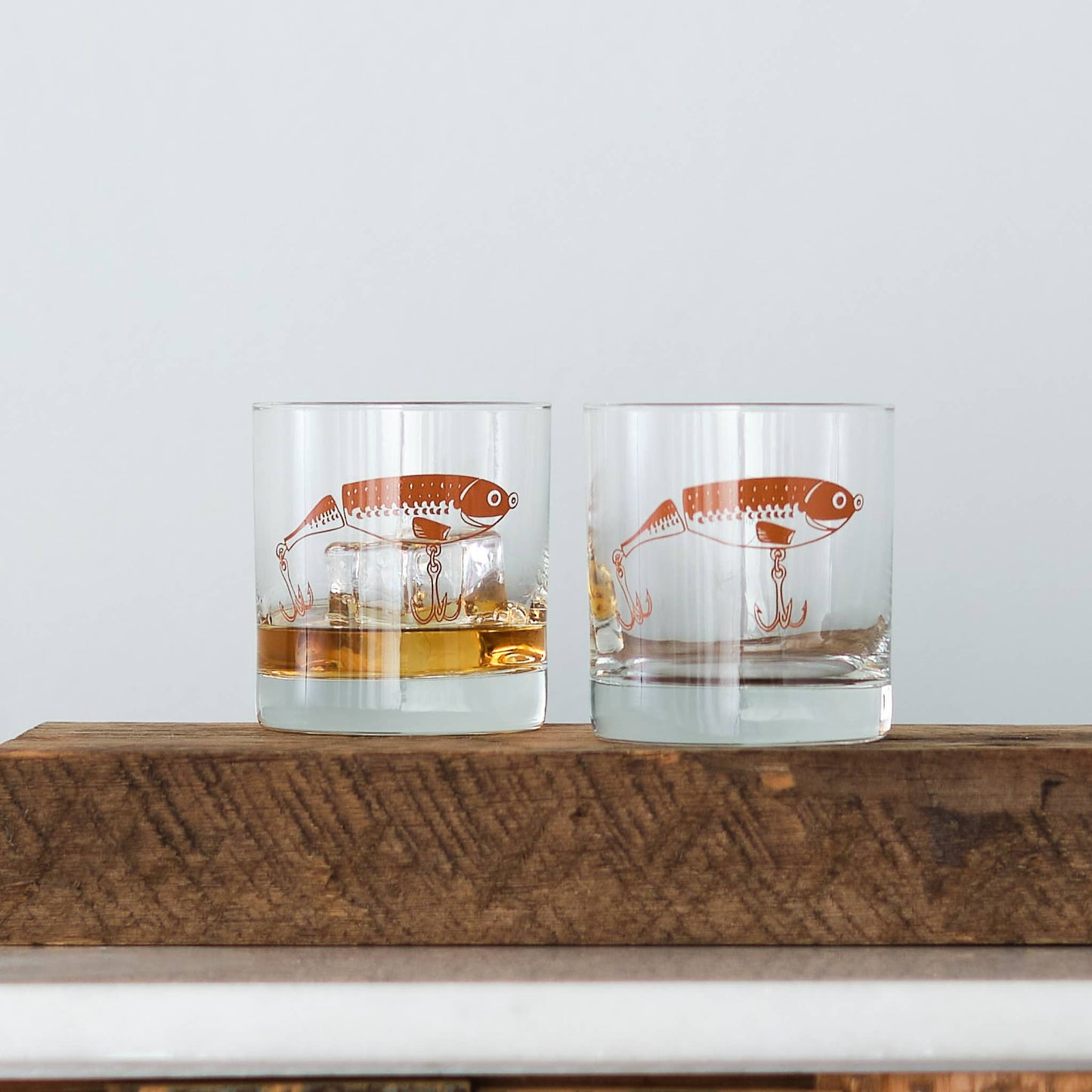 Vital Industries - Fishing Lure Rocks Glasses: Assorted - PMA Store at the Portland Museum of Art, Maine