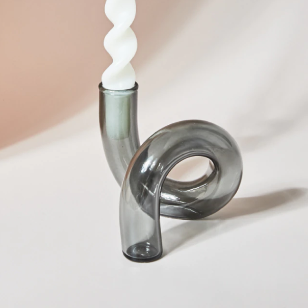 Twist Glass Candlestick Holder / Flower Vase: Blue - PMA Store at the Portland Museum of Art, Maine