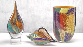 Badash - Firestorm Murano Style Art Glass 12" Teardrop on Base - PMA Store at the Portland Museum of Art, Maine