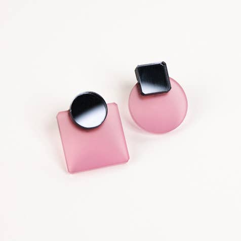 Pamela Coromoto - Glare Mini Earrings: Jade and Purple Mirror