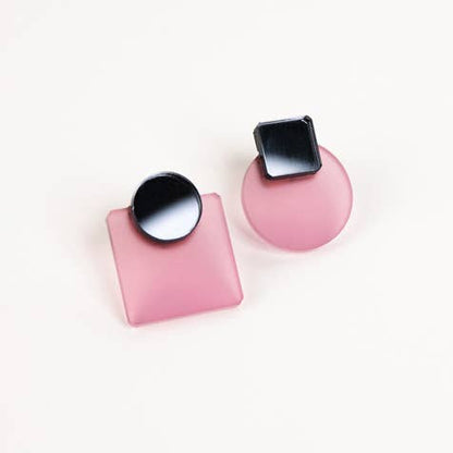 Pamela Coromoto - Glare Mini Earrings: Jade and Purple Mirror