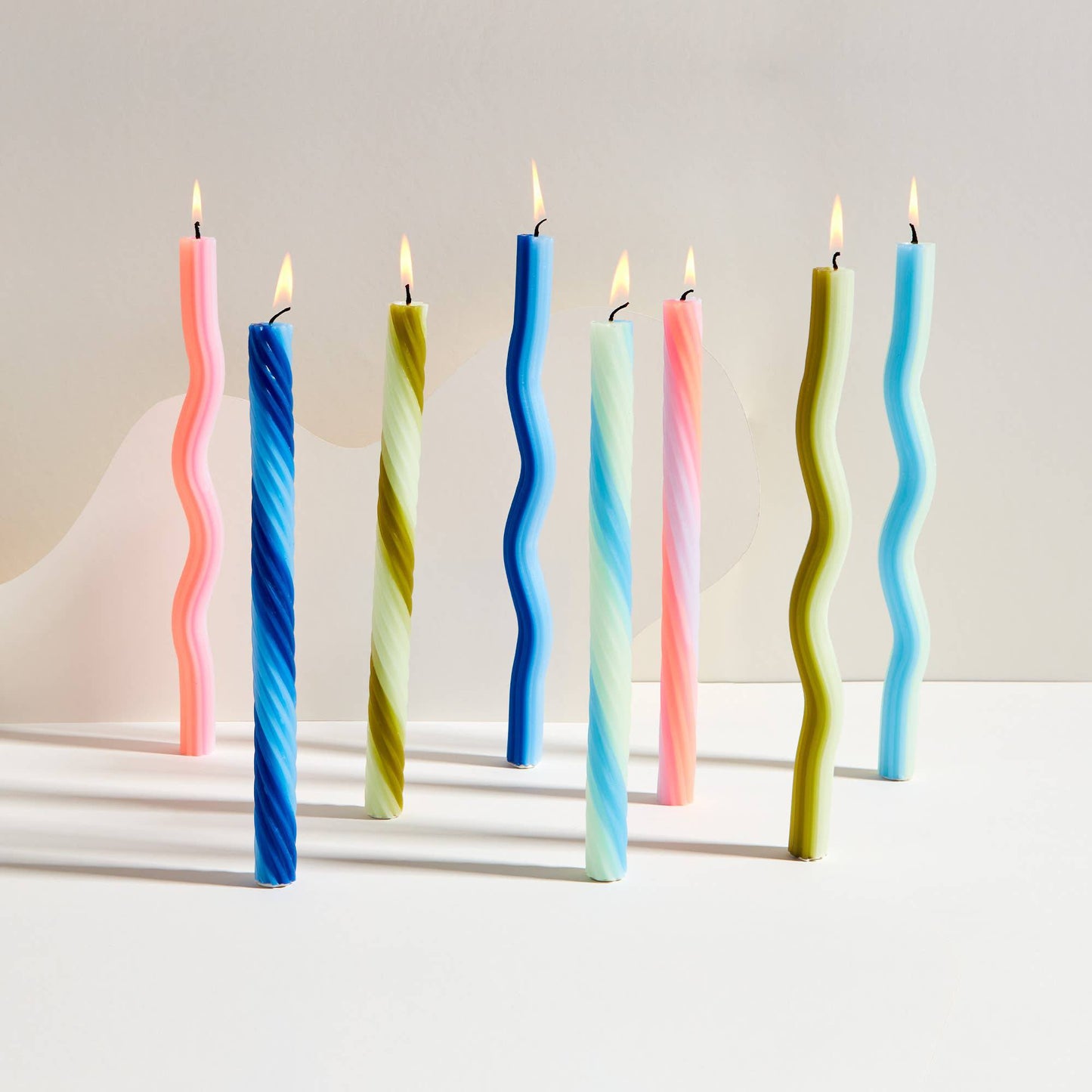 54 Celsius - Wiggle Candles - Mint (2 Pack) - 11" Vibrant Taper Candles - PMA Store at the Portland Museum of Art, Maine