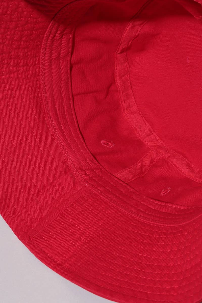 Fashion City - Solid Color Cotton Bucket Fisherman Hats: RED / S/M