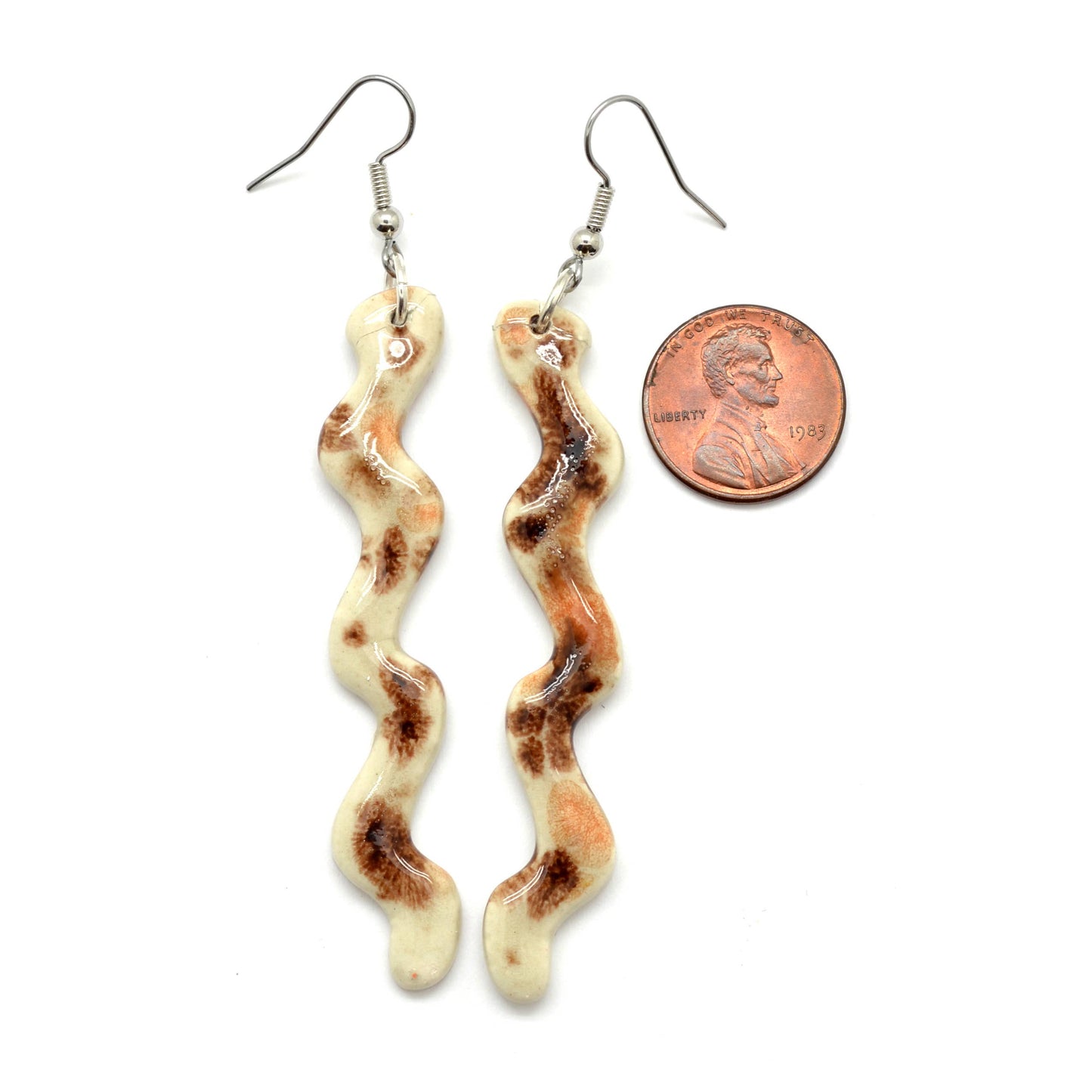 Dunitz & Company - Ceramic Squiggle Dangle Earrings - Curly Worm Shape