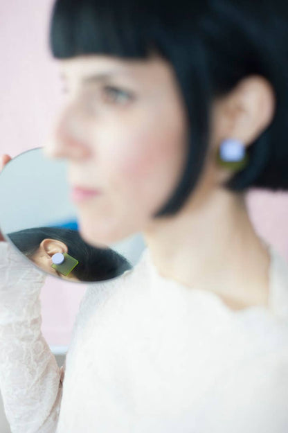 Pamela Coromoto - Glare Mini Earrings - Spring/Summer : Oxford Blue/ Pink