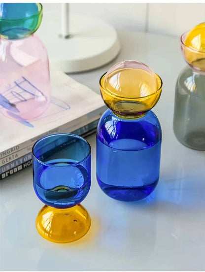 Modern Colorful Art Glass Water Carafe & Cup | Pitcher: Blue Cup - PMA Store at the Portland Museum of Art, Maine