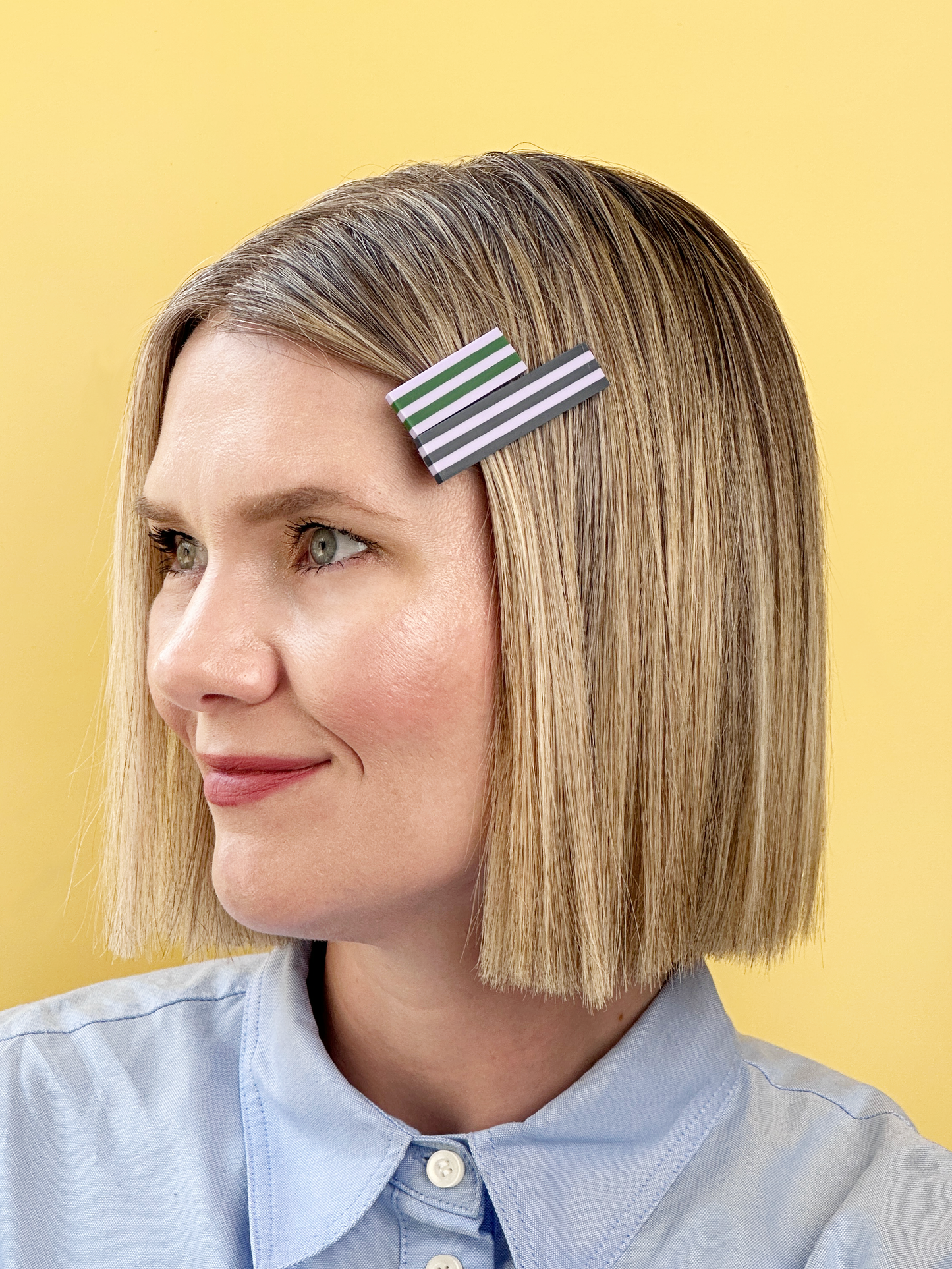 Combinist Goods - Striped Hair Clip | Large: Navy | Pastel Lilac