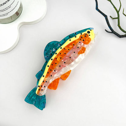 mildstyles - Exquisite Perch Fish Ocean Animal Acetate Hair Claw Clip 🐟: Orange