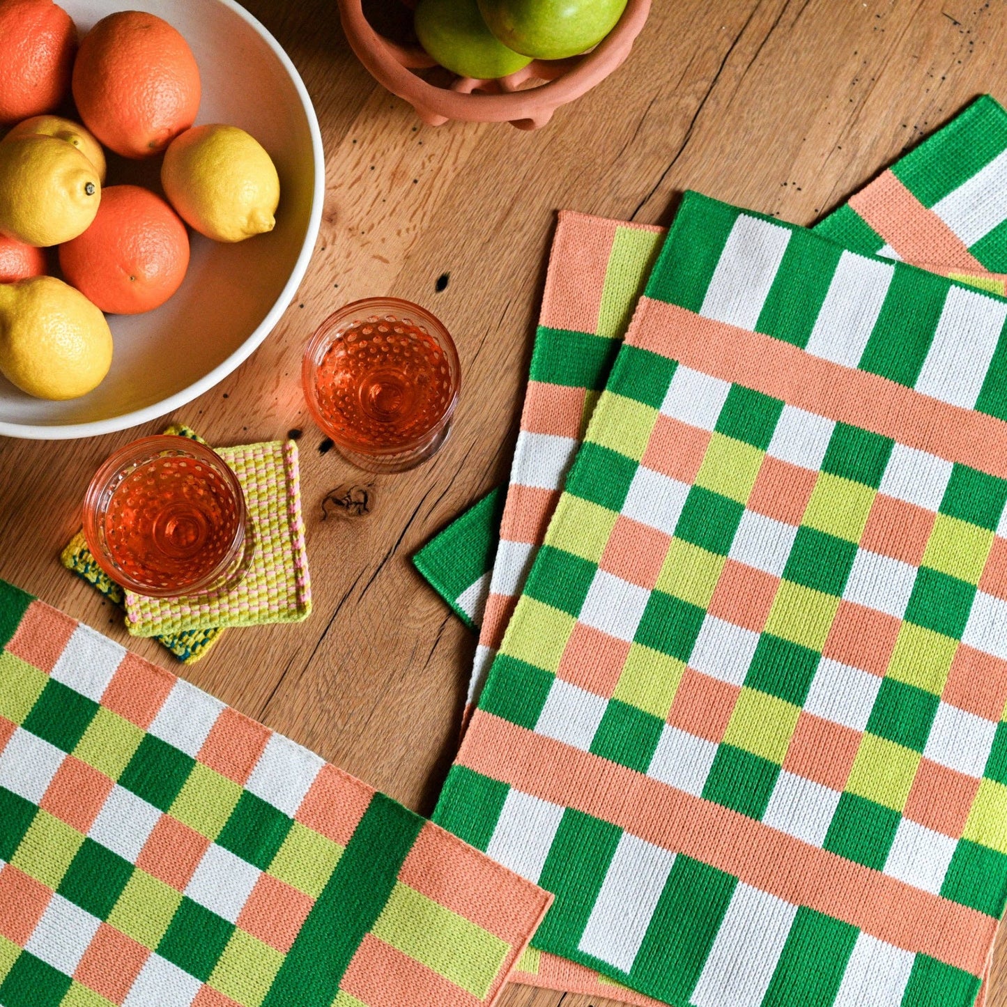 Square Square Placemat Set: Peach Lime - PMA Store at the Portland Museum of Art, Maine