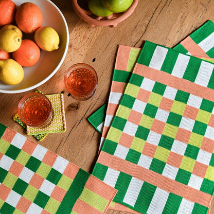 Square Square Placemat Set: Peach Lime - PMA Store at the Portland Museum of Art, Maine