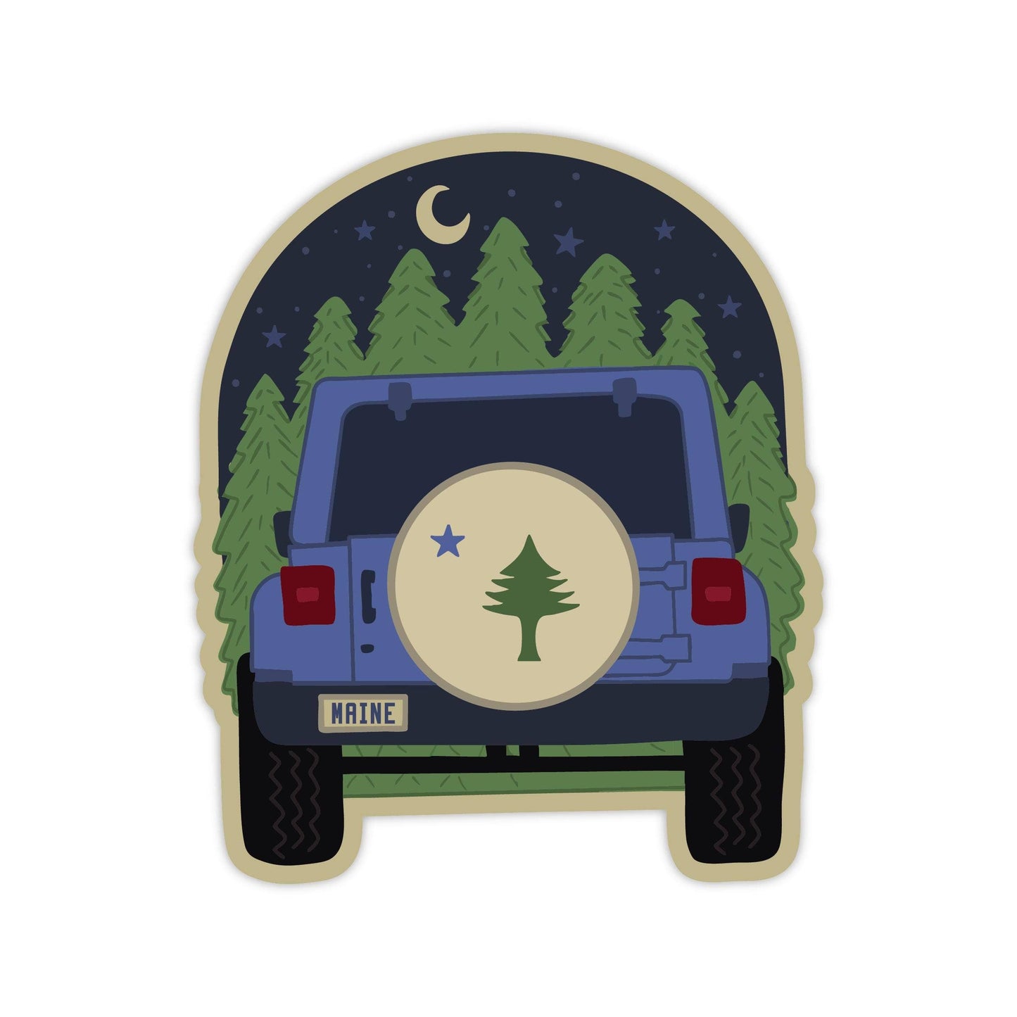 Stuck on Maine - Maine Flag Jeep Sticker: Waterproof Vinyl, Original Design - PMA Store at the Portland Museum of Art, Maine