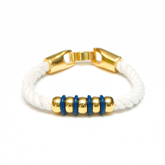 Allison Cole Jewelry - Regent - Ivory/Navy/Gold - Nautical Rope Bracelet: M - PMA Store at the Portland Museum of Art, Maine