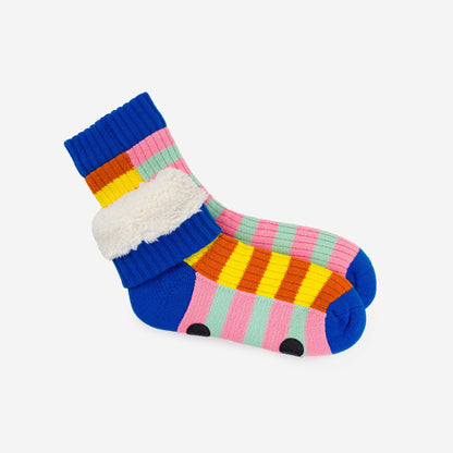 Super Stripe Knit House Socks: Poppy Lilac / L/XL - W 9.5-12.5<br>M 8-11 - PMA Store at the Portland Museum of Art, Maine