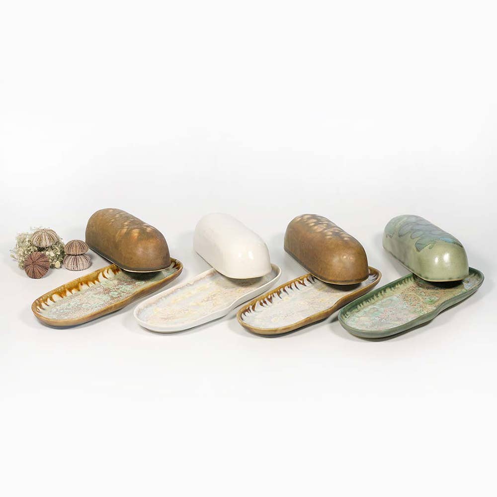 Alison Evans Ceramics - Razor Butter Dish: Pearl - PMA Store at the Portland Museum of Art, Maine