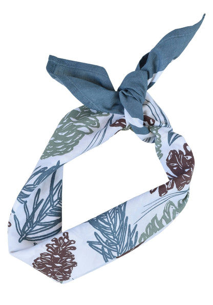 Hearth and Harrow - Pine Cone Bandana - 100% Cotton - Woodland - Soft Green - PMA Store at the Portland Museum of Art, Maine