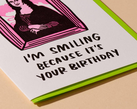 Mona Lisa Letterpress Birthday Card - Fine Art, Classical - Mother's Day Easter Spring - Made in USA - PMA Store at the Portland Museum of Art, Maine