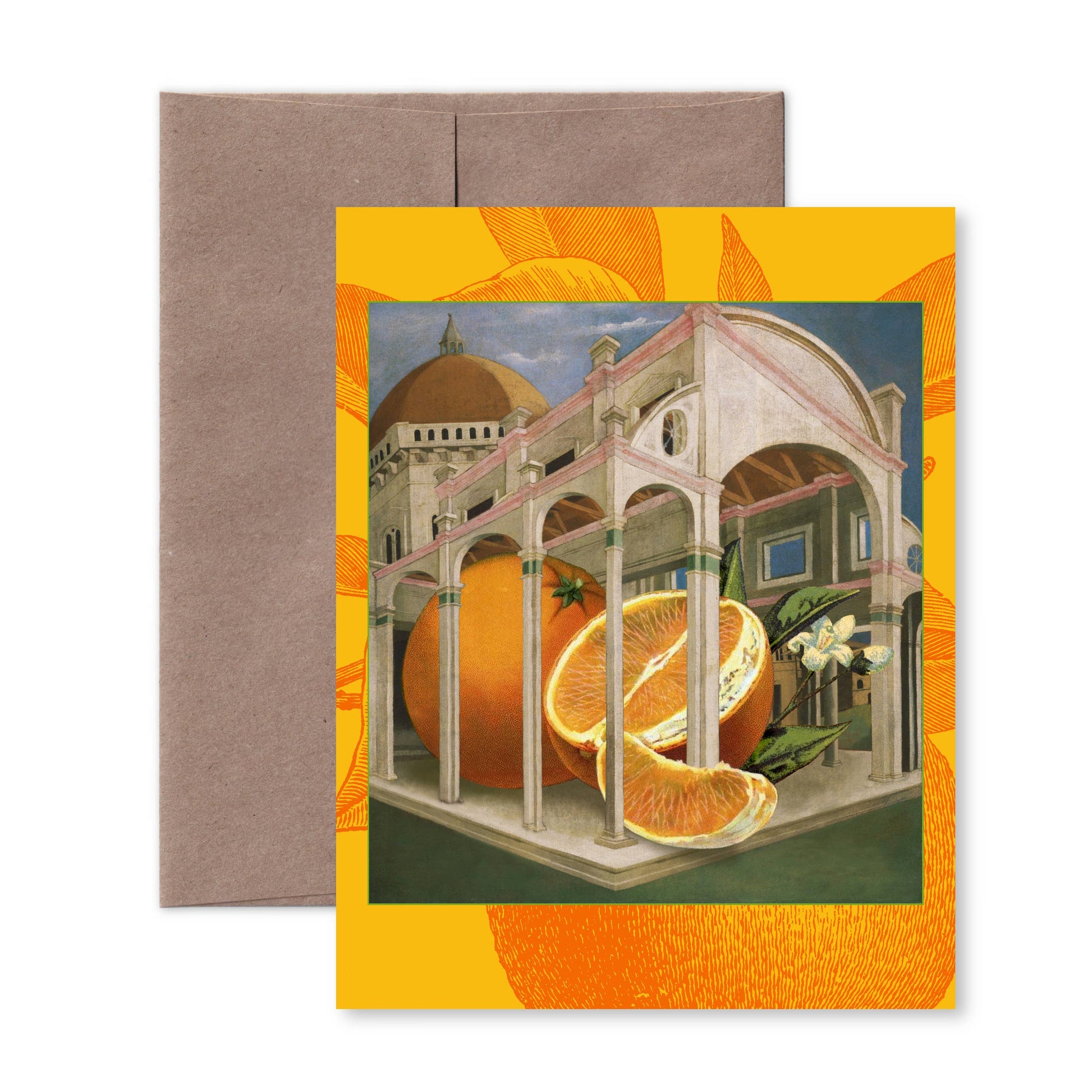 Pictrix Design - “Big produce: Oranges” A2 notecard: Recycled white envelopes - PMA Store at the Portland Museum of Art, Maine