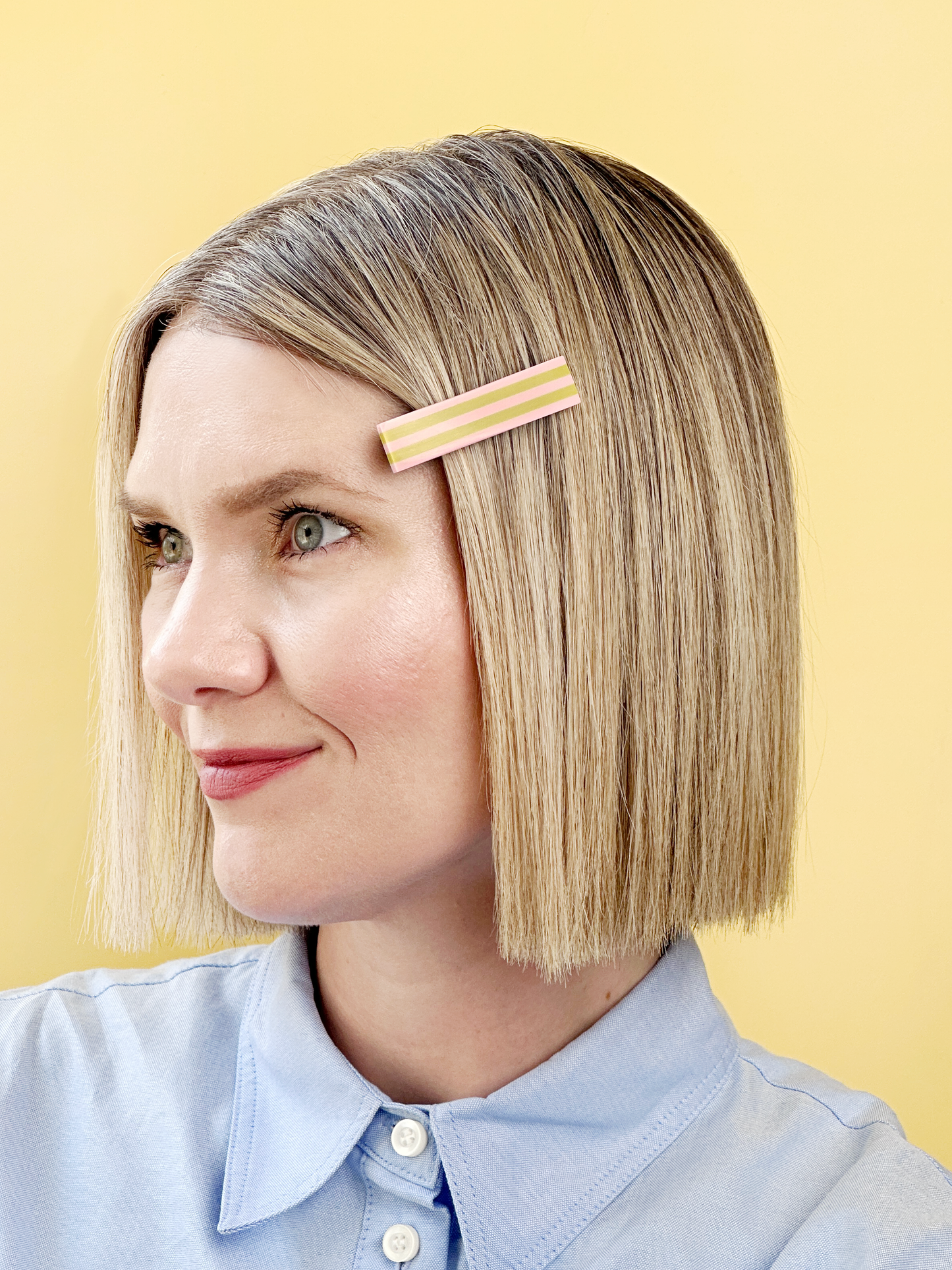 Combinist Goods - Striped Hair Clip | Large: Pastel Pink | Chartreuse