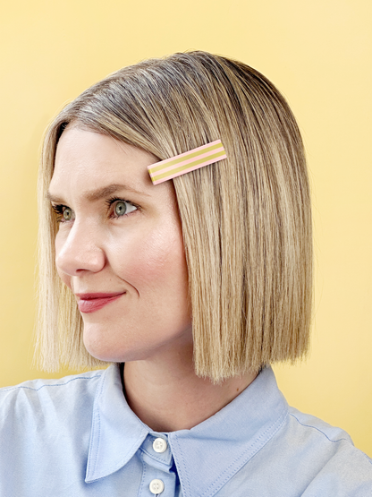 Combinist Goods - Striped Hair Clip | Large: Cornflower Blue | Green