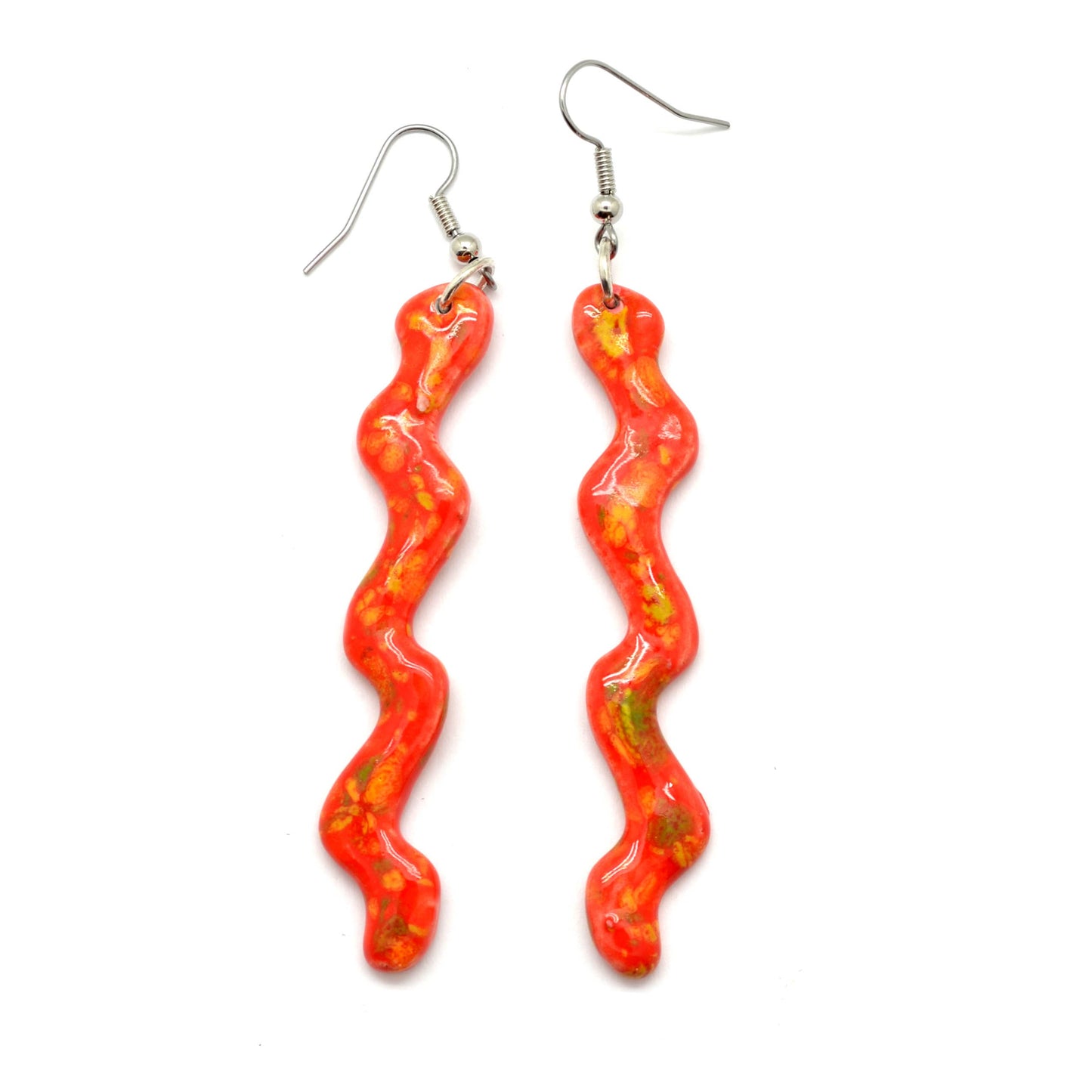 Dunitz & Company - Ceramic Squiggle Dangle Earrings - Curly Worm Shape