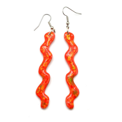 Dunitz & Company - Ceramic Squiggle Dangle Earrings - Curly Worm Shape