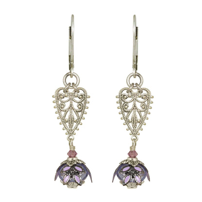 NoMonet - Fairyland: Vintage Filigree Heart Hand Painted Earrings: Verdigris and Turquoise - PMA Store at the Portland Museum of Art, Maine