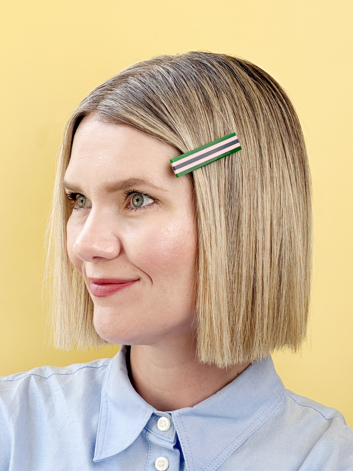 Combinist Goods - Striped Hair Clip | Large: Green | Pastel Pink | Navy