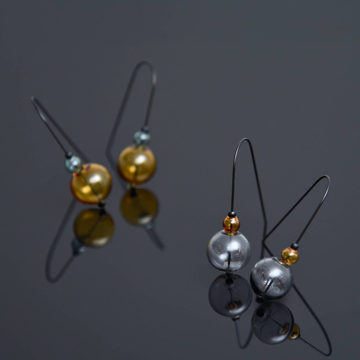Pursuits - Mini Scoop Earrings: G.Amber w. Aqua