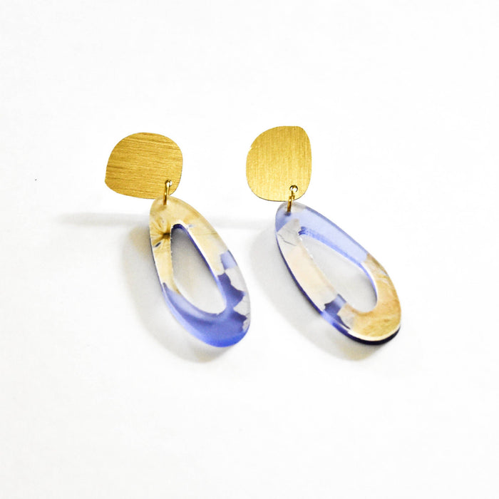 dconstruct - Ecoresin Earrings - Fluid Oval Drop: Lunar / Gold