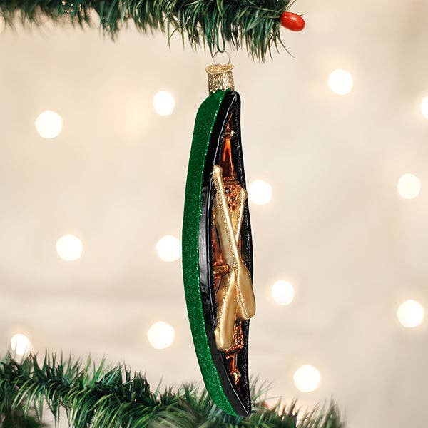 Old World Christmas - Green Canoe Ornament - PMA Store at the Portland Museum of Art, Maine