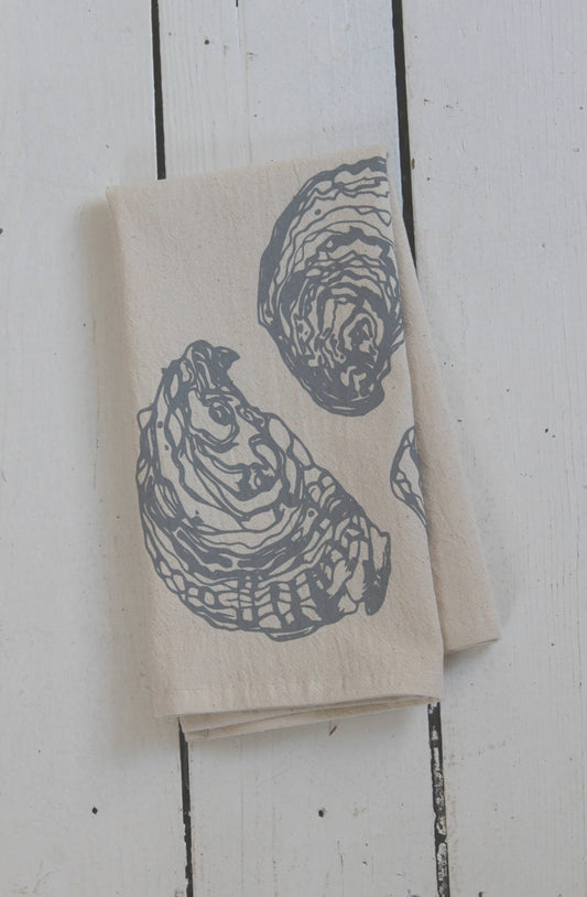 Hearth and Harrow - Set of 4 Organic Cotton Oyster Napkins - Oysters - Nautical: Mint green