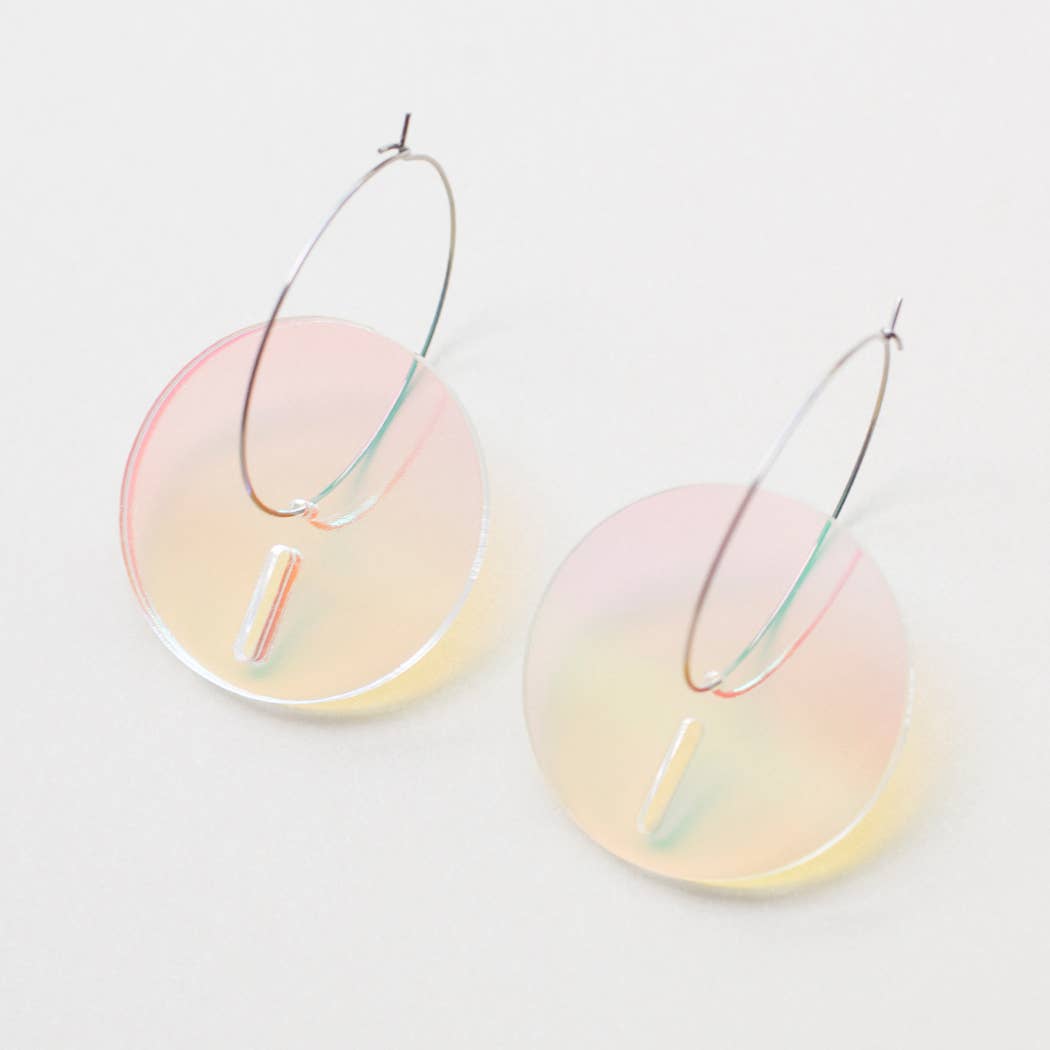 Pamela Coromoto - Circle Earrings -  Big: Clear  Gold sparkle