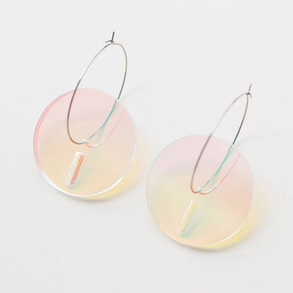Pamela Coromoto - Circle Earrings -  Big: Clear  Gold sparkle