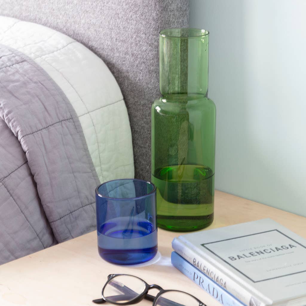 Block Design - Duo Tone Glass Carafe: Pink/Green - PMA Store at the Portland Museum of Art, Maine