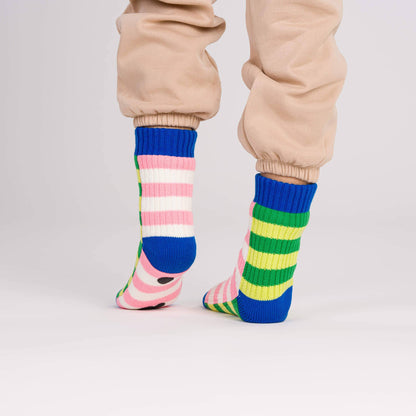 Super Stripe Knit House Socks: Poppy Lilac / L/XL - W 9.5-12.5<br>M 8-11 - PMA Store at the Portland Museum of Art, Maine