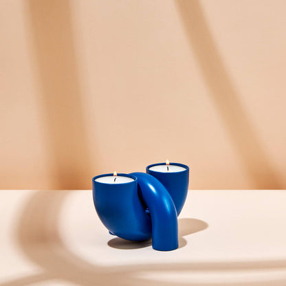Macaroni 2-in-1 Candleholder - Tapers & Tealights - Blue - PMA Store at the Portland Museum of Art, Maine