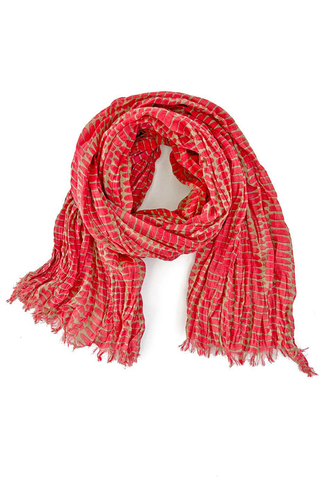 See Design - Cotton Scarf: Wall Red/Khaki