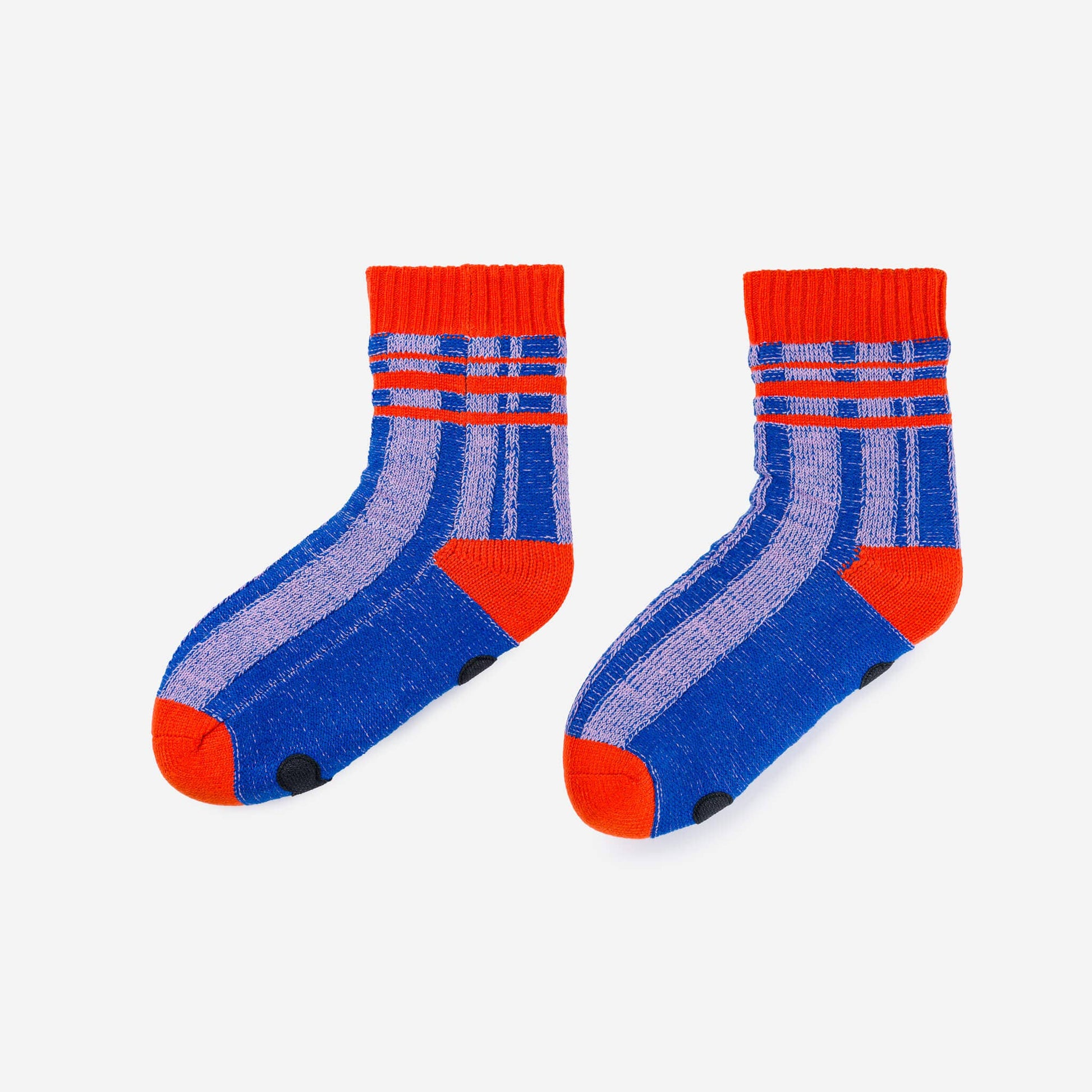 Plaid Stripe House Socks: Pink Red / S/M - W 6-9<br>M 5-7.5 - PMA Store at the Portland Museum of Art, Maine